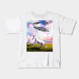 UFO Abducting Unicorn Kids T-Shirt